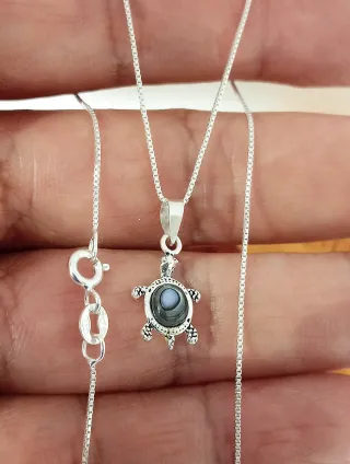 Collar tortuga Avalon natural  plata de ley 925