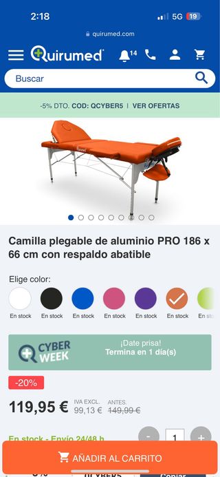 CAMILLA PLEGABLE ALUMINIO