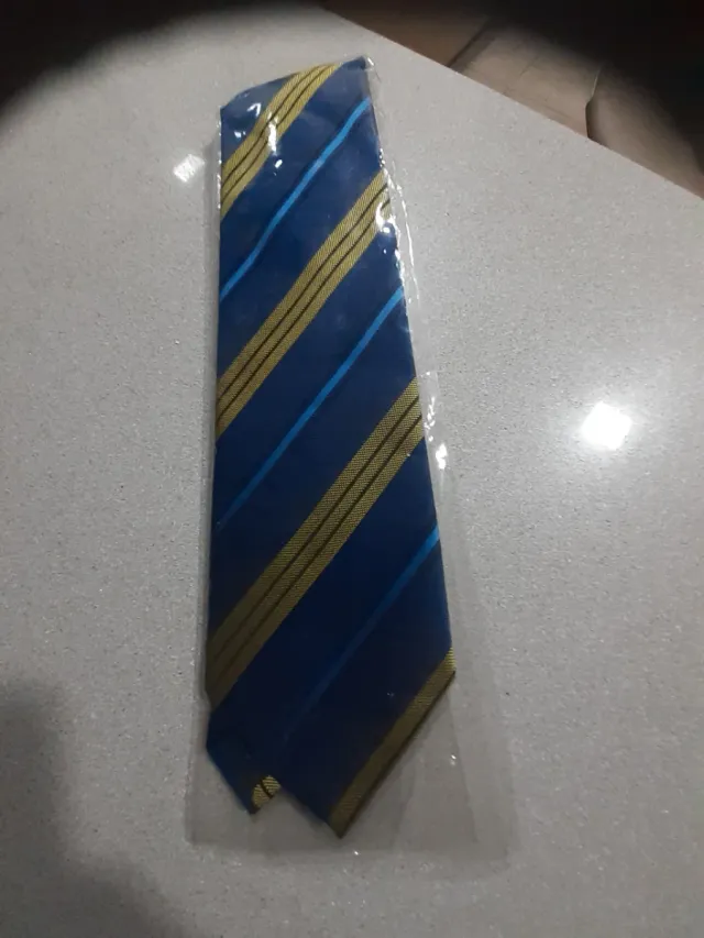 Corbata KostaAzul rayas azul y dorado