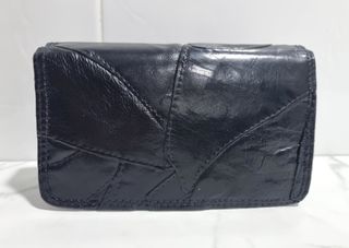 Cartera Vintage de Piel Genuina Negra - Año 1980