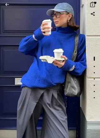 Jersey cuello alto azul talla M