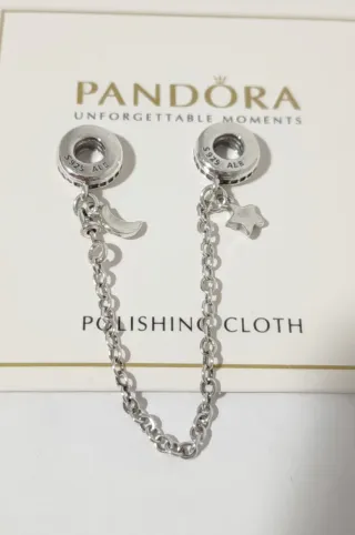 Charm Cadena de Seguridad Estrella y Luna