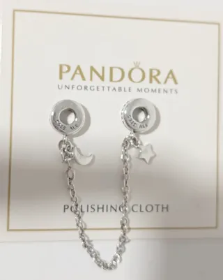 Charm Cadena de Seguridad Estrella y Luna