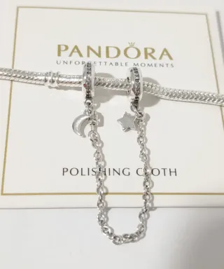 Charm Cadena de Seguridad Estrella y Luna