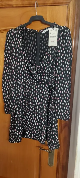Vestido Zara Talla S Negro Estampado