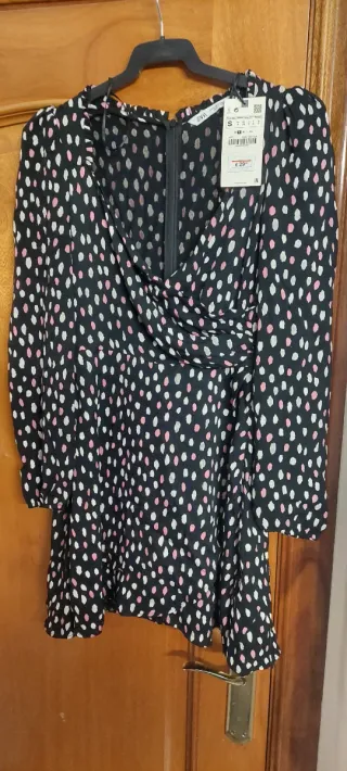 Vestido Zara Talla S Negro Estampado
