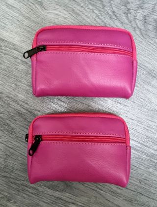 2 Monederos Piel Genuina Fucsia Italia