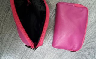 2 Monederos Piel Genuina Fucsia Italia