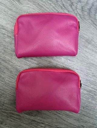 2 Monederos Piel Genuina Fucsia Italia