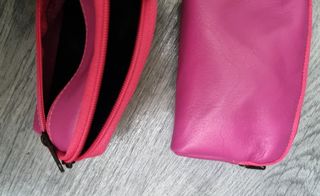 2 Monederos Piel Genuina Fucsia Italia