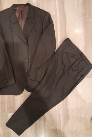 Traje hombre XL 100% lana pura raya diplomática