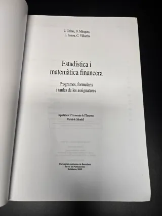 Estadística i matemàtica financera Programes, f...