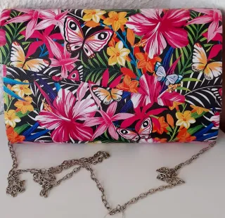 Clutch JESSICA com alça floral e borboletas