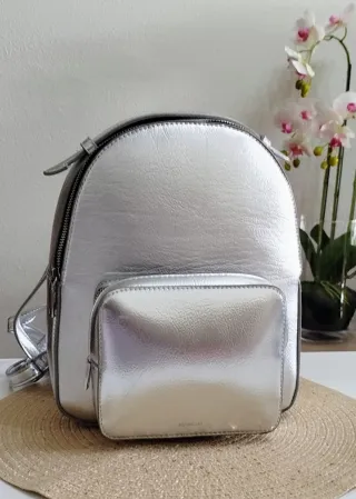 Mochila plateada Mango mujer