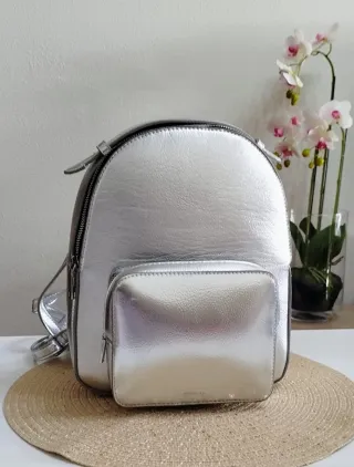 Mochila plateada Mango mujer