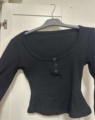 Top negro manga larga