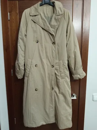 Parka larga mujer beige