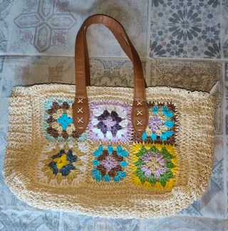 Bolso de playa tejido multicolor