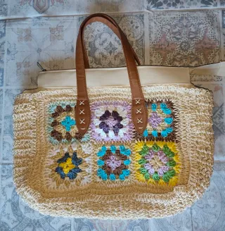 Bolso de playa tejido multicolor