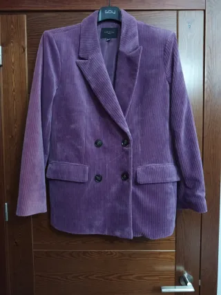 Chaqueta Morada Corduroy Doble Botonadura