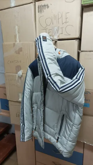 Chaqueta Adidas Beige y Azul Talla M
