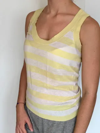 Camiseta Mango Rayas Amarillas y Blancas