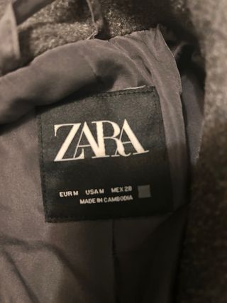 Abrigo Zara Oversize Talla M Gris