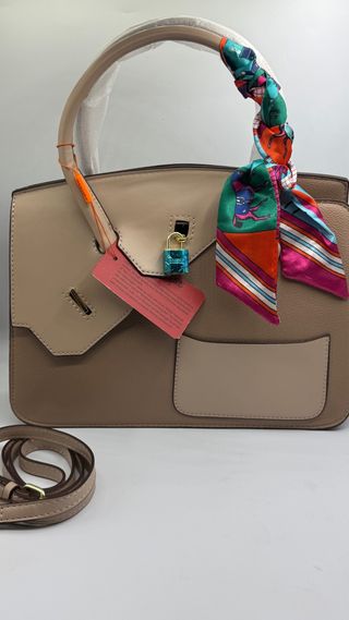 Borsetta Beige e Multicolore con Foulard