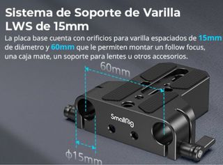 SmallRig 1674 Placa Base Doble Abrazadera 15mm