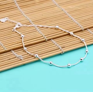 Tobillera Pulsera Verano Playa Bolas Plata mujer.