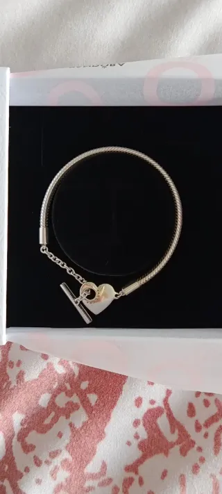 Pulsera Pandora Cierre Corazón cierre barra en T