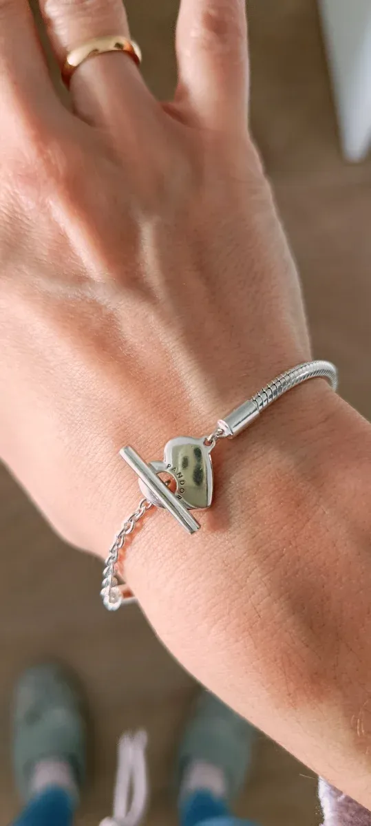 Pulsera Pandora Cierre Corazón cierre barra en T