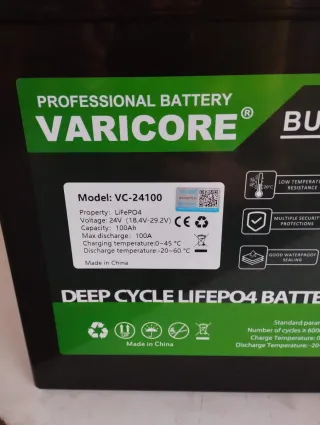 Batería litio Varicore 100A 24v LiFePO4