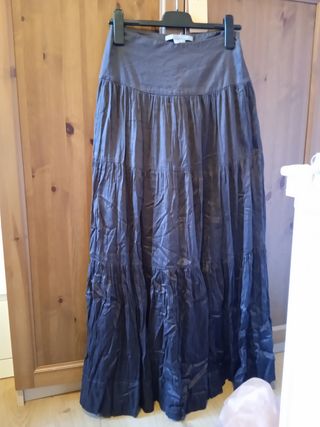 Falda larga Zara seda y viscosa marrón