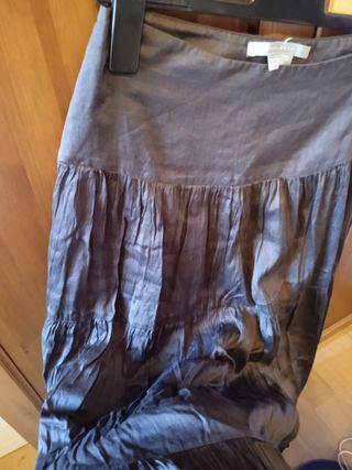 Falda larga Zara seda y viscosa marrón