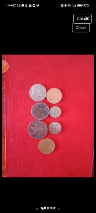 Lotto 7 monete Lire Italiane anni '70