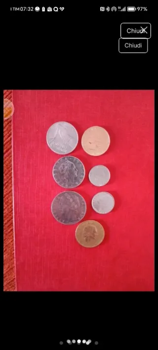 Lotto 7 monete Lire Italiane anni '70