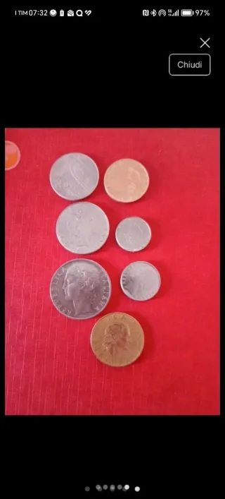 Lotto 7 monete Lire Italiane anni '70
