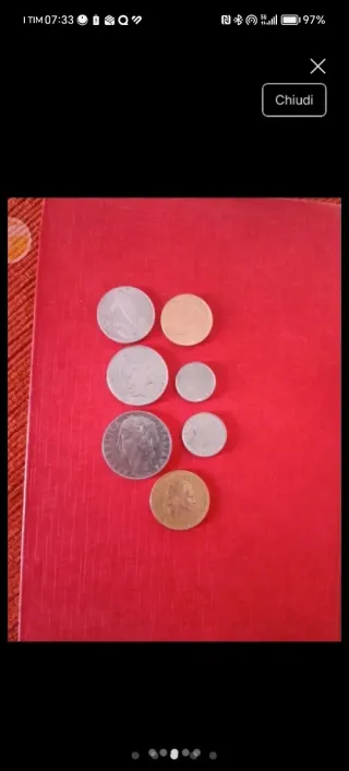 Lotto 7 monete Lire Italiane anni '70
