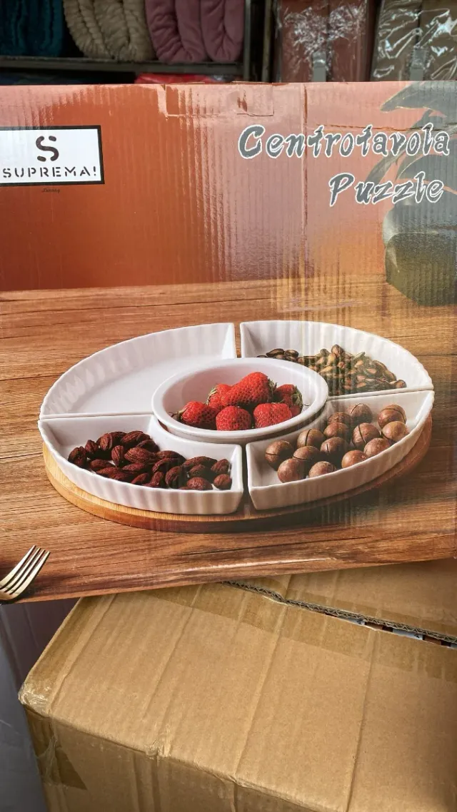 Centrotavola Suprema Puzzle Ceramica Legno