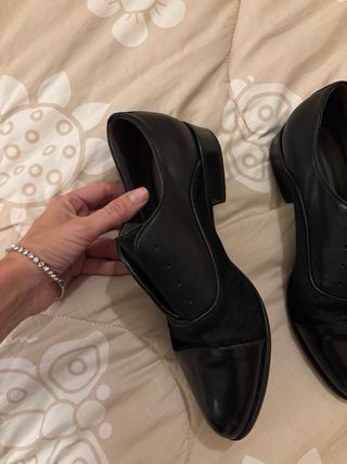 Mocassini Janet&Janet Pelle Neri Inserti Camoscio