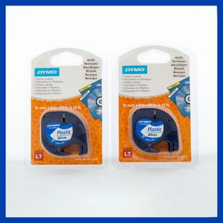 2 Cintas DYMO LetraTag Plástico 12mm Negro/Blanco