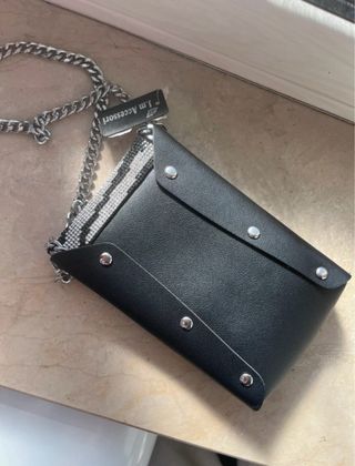 Mini borsa nera con fantasia zebrata