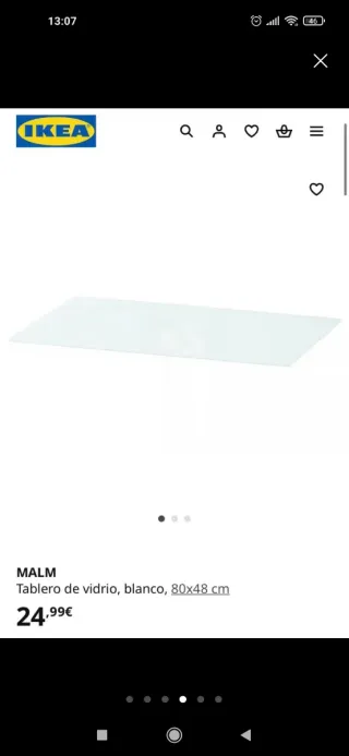 Ikea SÓLO CRISTAL Negro 80 x 48 para cómoda Malm
