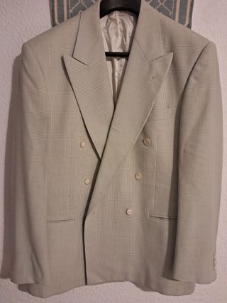 Americana de cuadros celeste