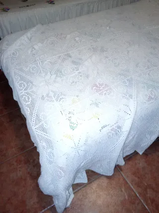 Colcha Crochet blanca de 1.35