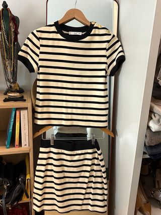 Conjunto MNG Falda y Top Rayas Talla M