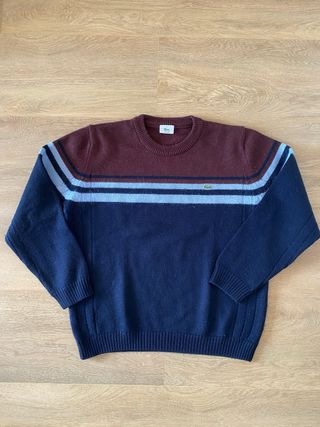 Jersey Lacoste Azul y Marrón Rayas talla XL