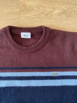 Jersey Lacoste Azul y Marrón Rayas talla XL