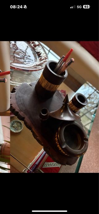 Set scrivania vintage legno e bambù